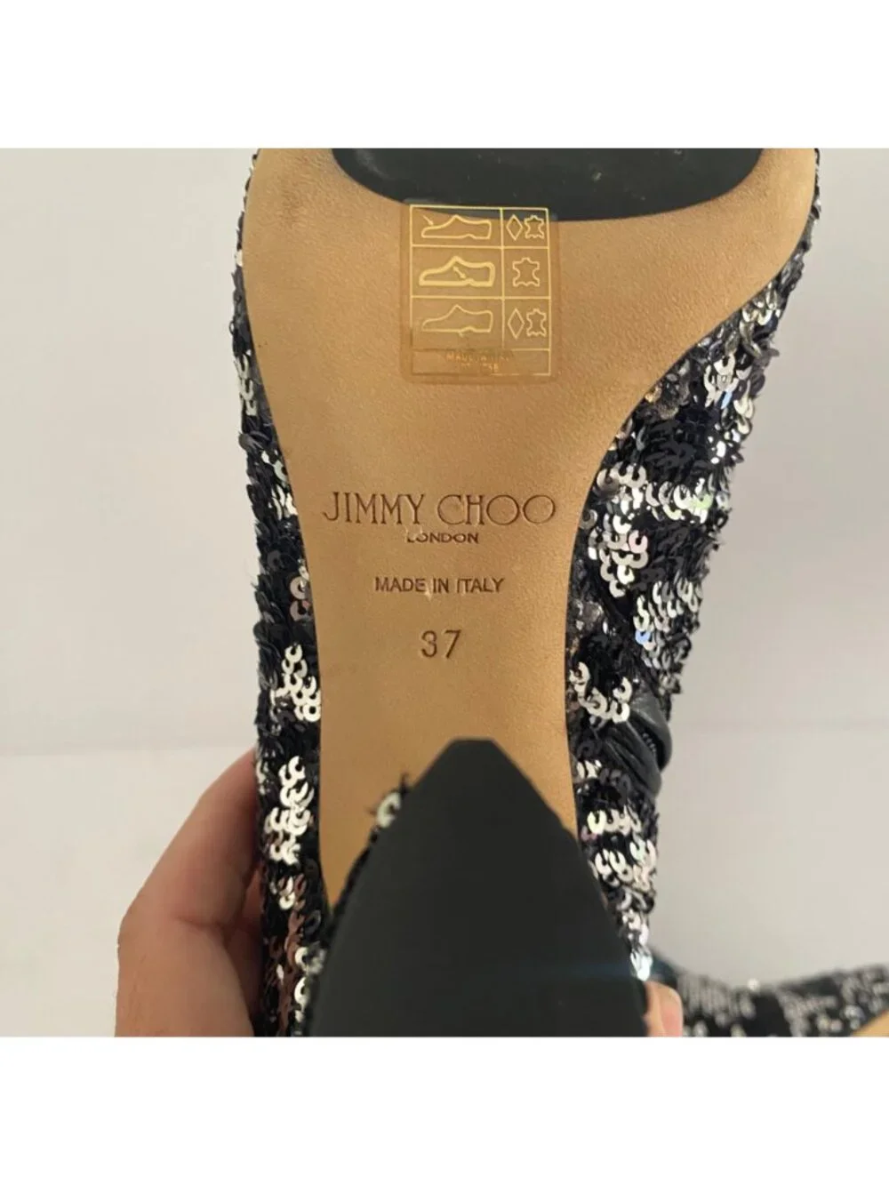 New Jimmy Choo Ankle Boots Shoes w Heel Sequin Black Silver
